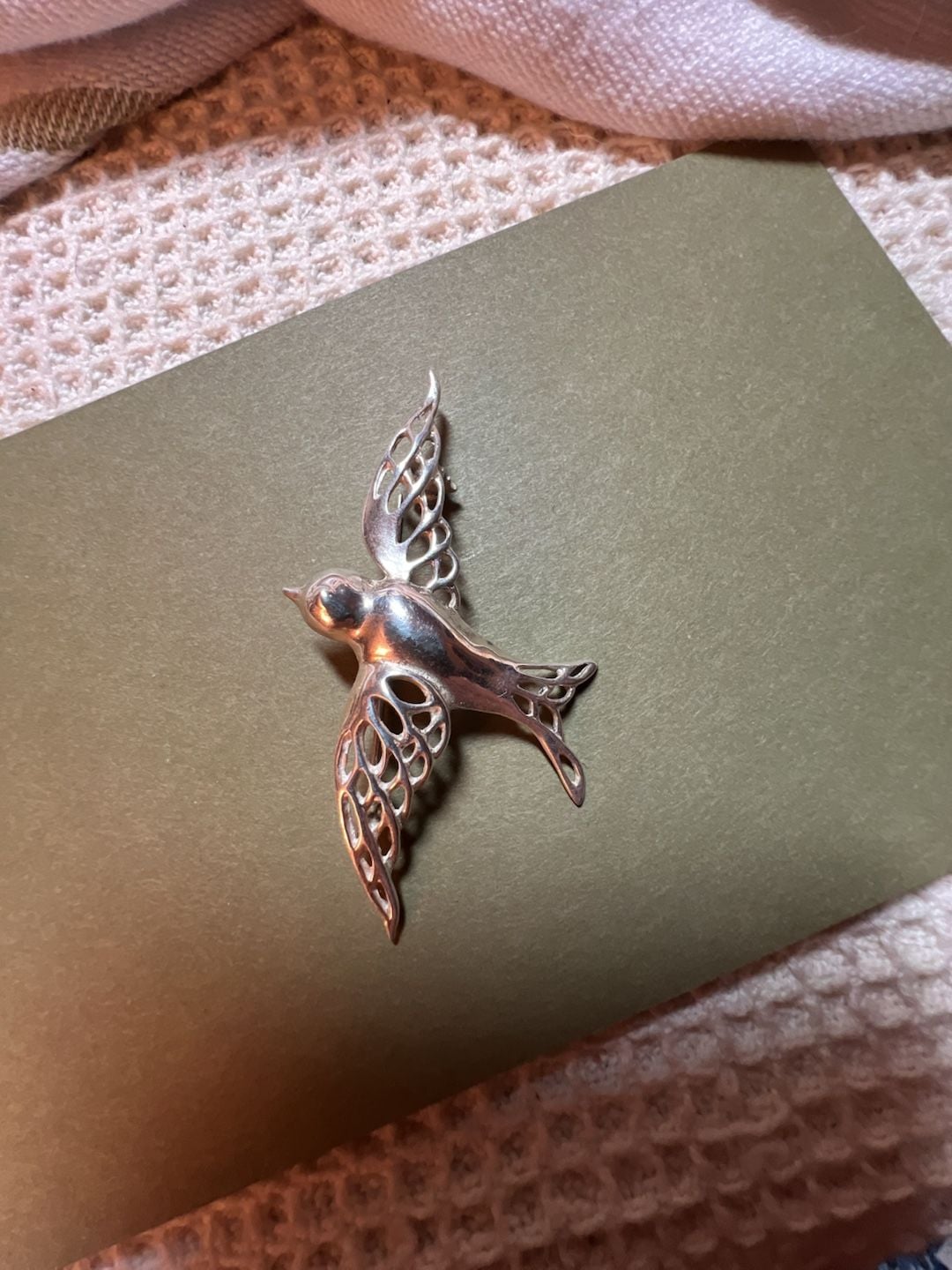 Vintage Italian Sterling Silver Swallow Bird Brooch